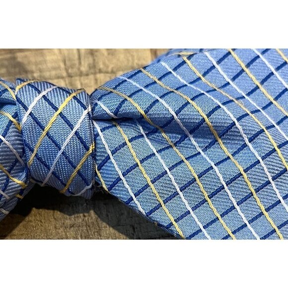 Croft & Barrow Patterned Pre Tied Bow Tie Blue Yellow White adjustable - Picture 3 of 5